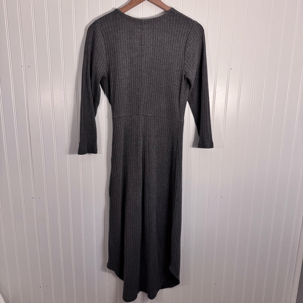 Anthropologie Saturday Sunday Gray Knit Ribbed 3/4 Sleeve Midi Dress Size Small - Picture 7 of 12